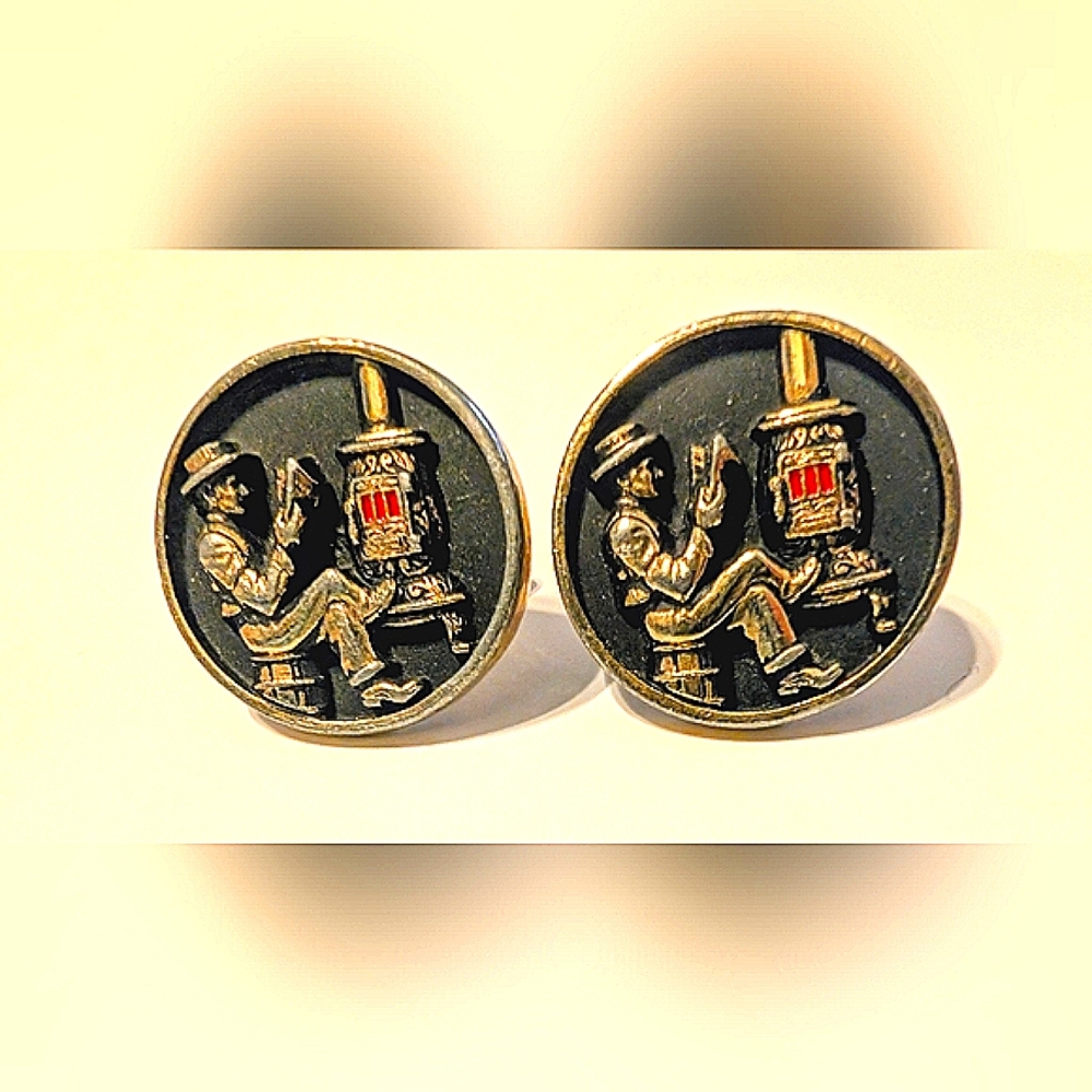 Vintage Black and Gold Hickok Cufflinks